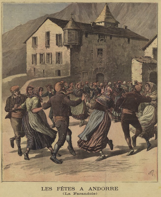 Dancing during festivities in Andorra by French School