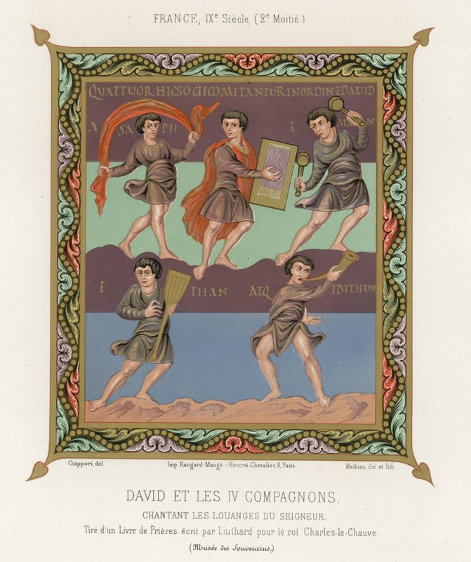 David and the four companions by French School