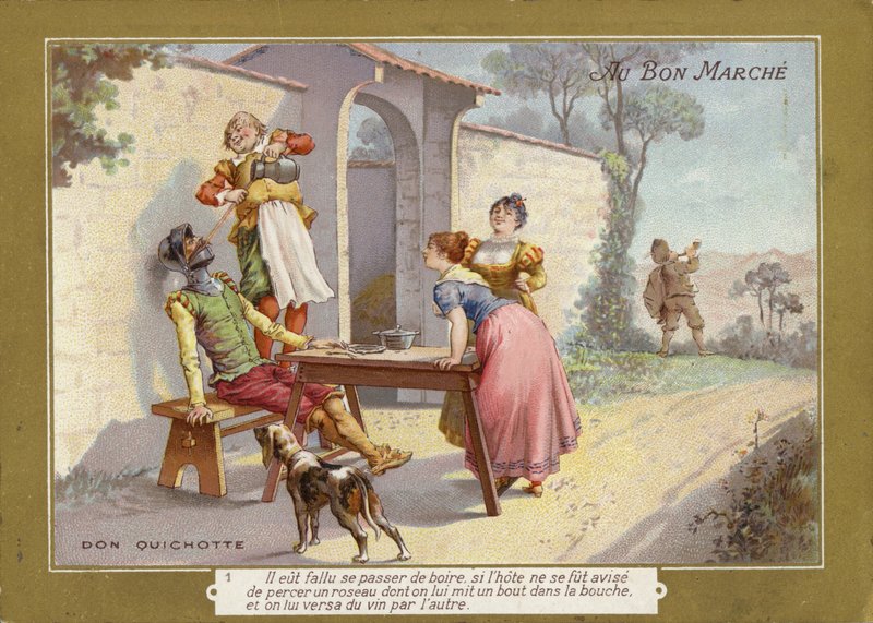 Don Quixote Having a Drink by French School