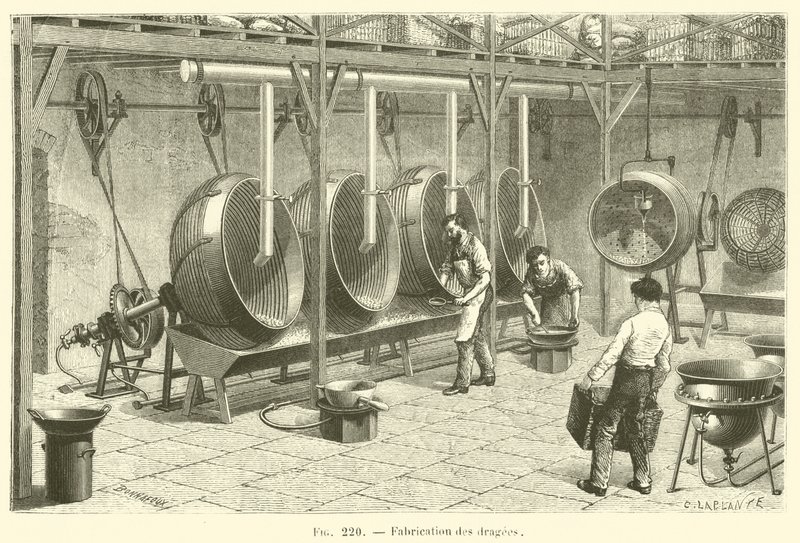 Dragee Manufacturing (engraving) by French School