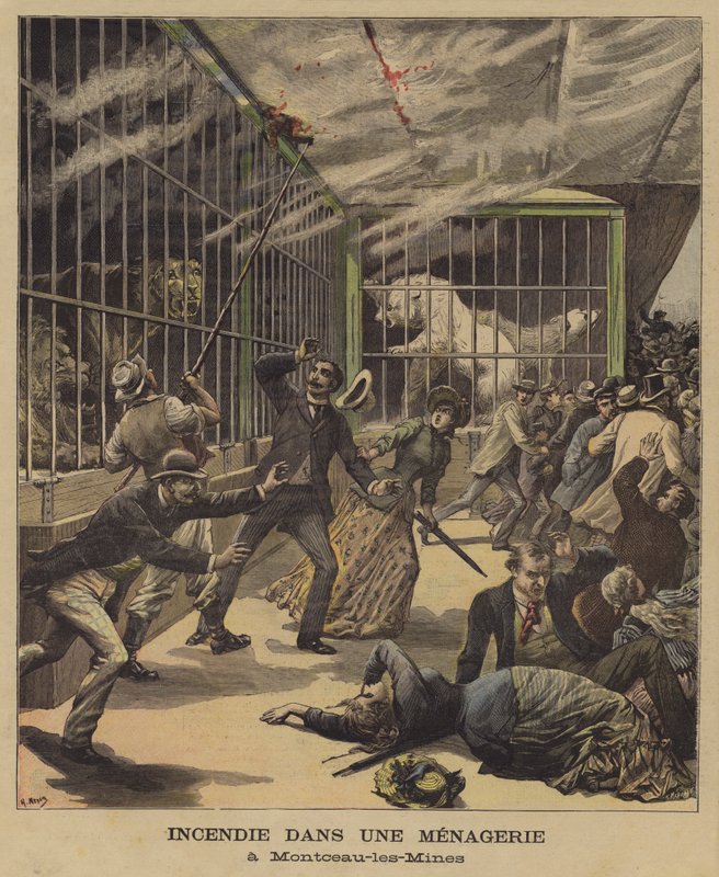 Fire in a Menagerie in Montceau-les-Mines by French School