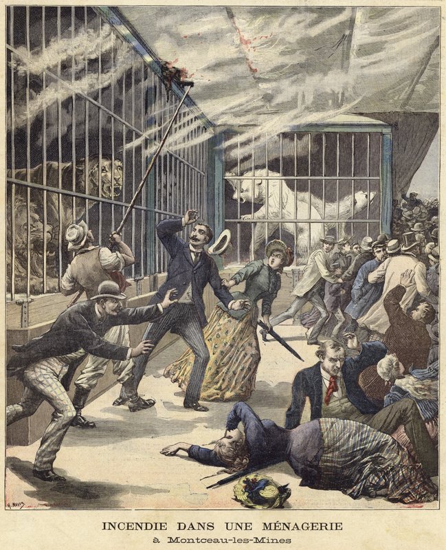 Fire in the zoo at Montceau-les-Mines by French School