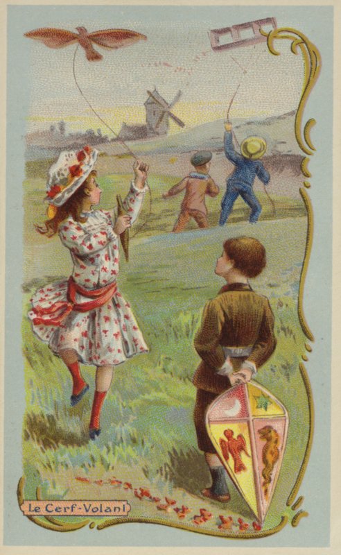 Flying kites by French School