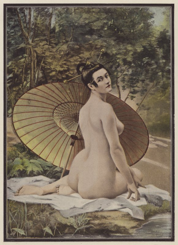 Geisha Taking a Bath by French School