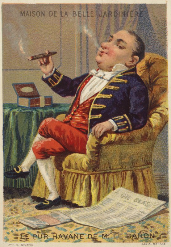 Gentleman Smoking Cigar by French School