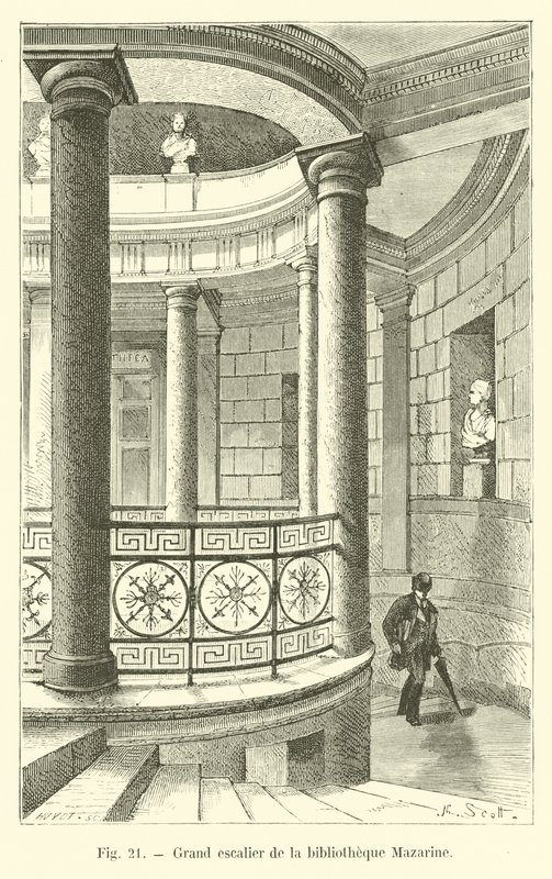 Grand staircase of the Mazarine Library by French School