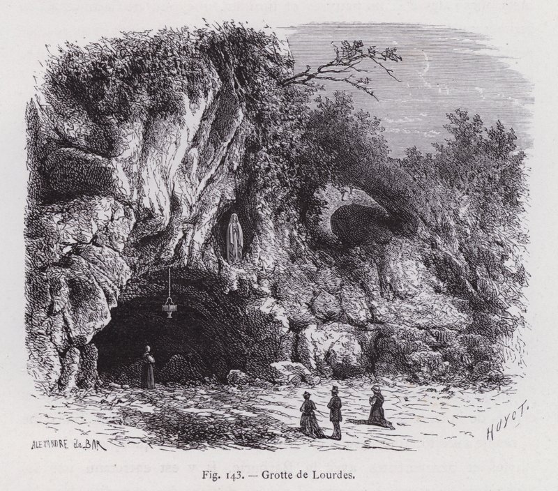 Grotto of Lourdes (engraving) by French School