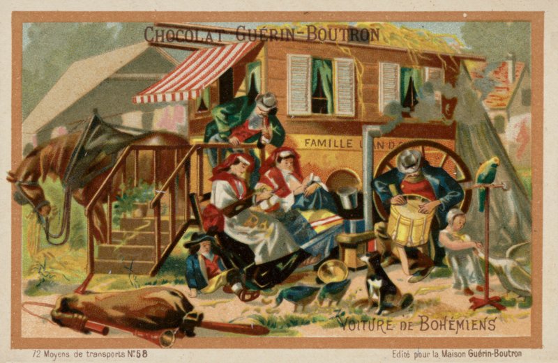 Gypsy caravan by French School