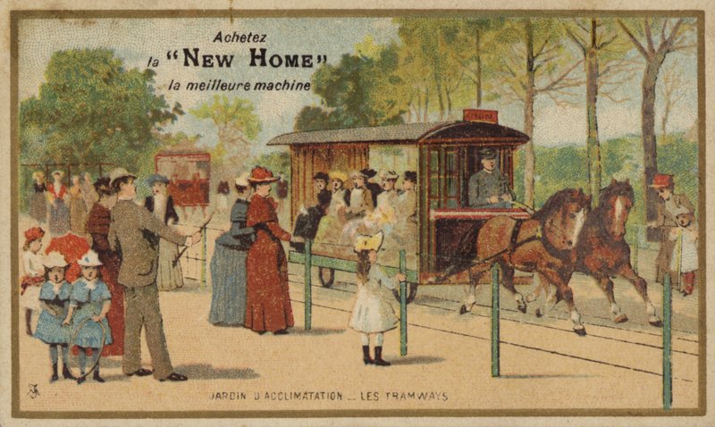 Horses Pulling Tram in France by French School