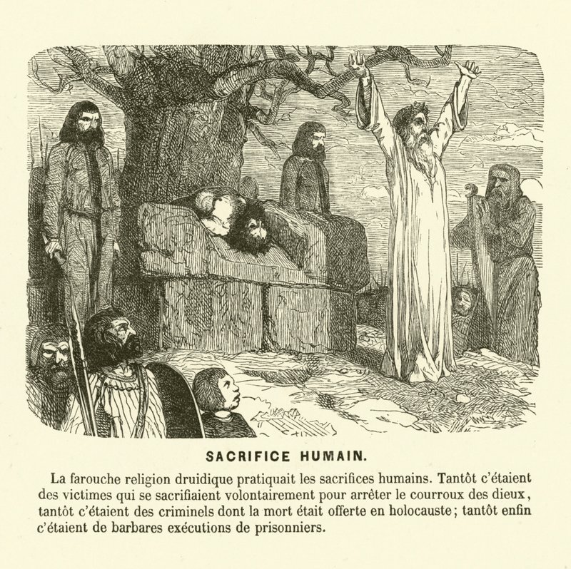 Human sacrifice of the druids by French School