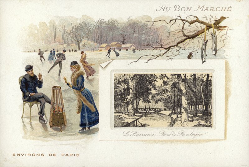 Ice Skating on Frozen Lake by French School