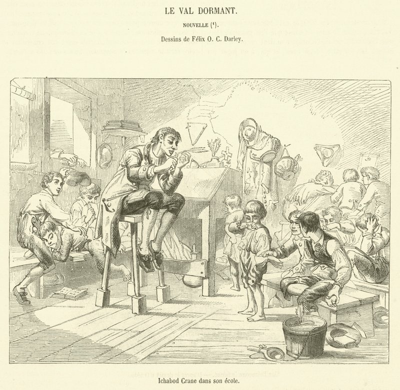 Ichabod Crane in His School by French School