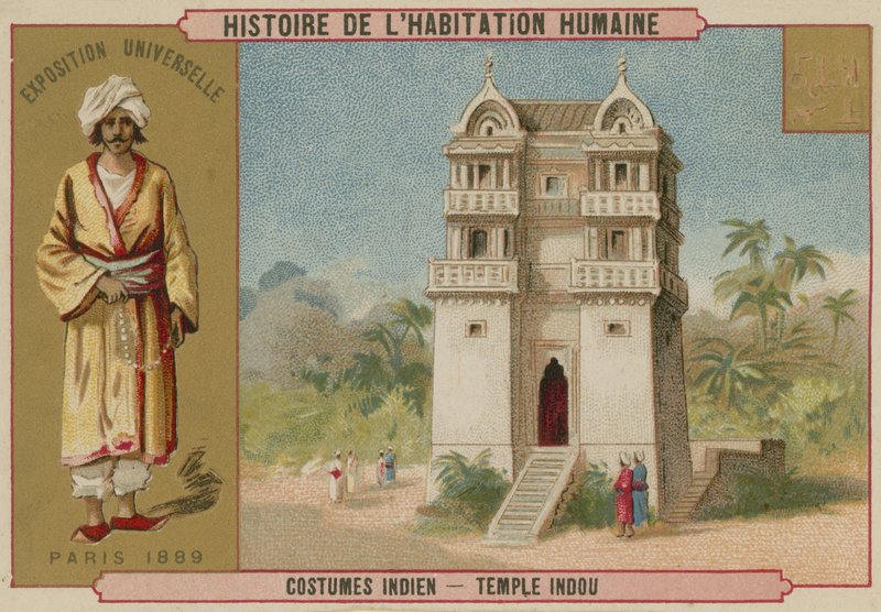 Indian Costume and a Hindu Temple by French School