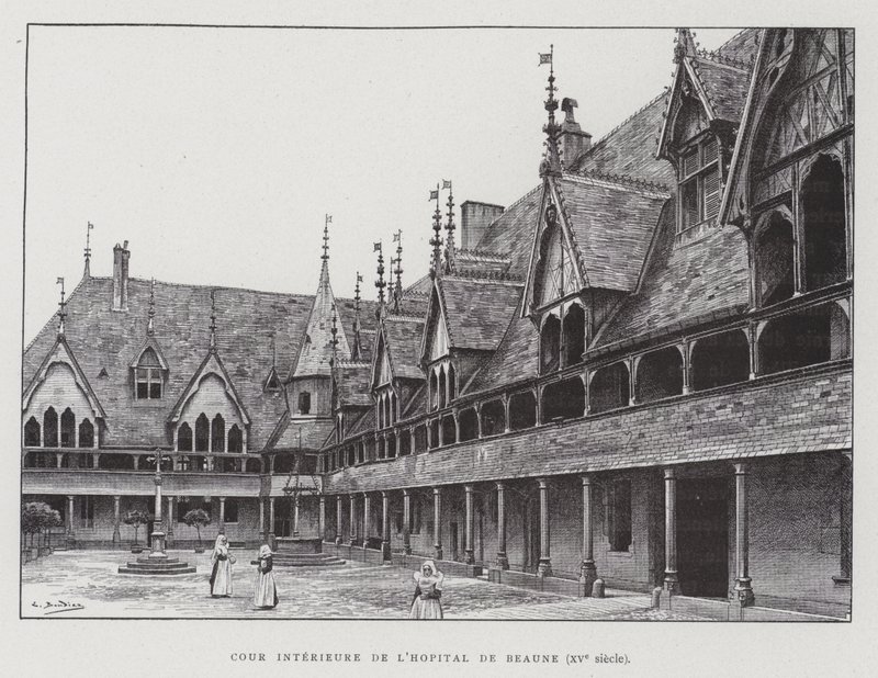 Inner courtyard of the Hospices de Beaune by French School