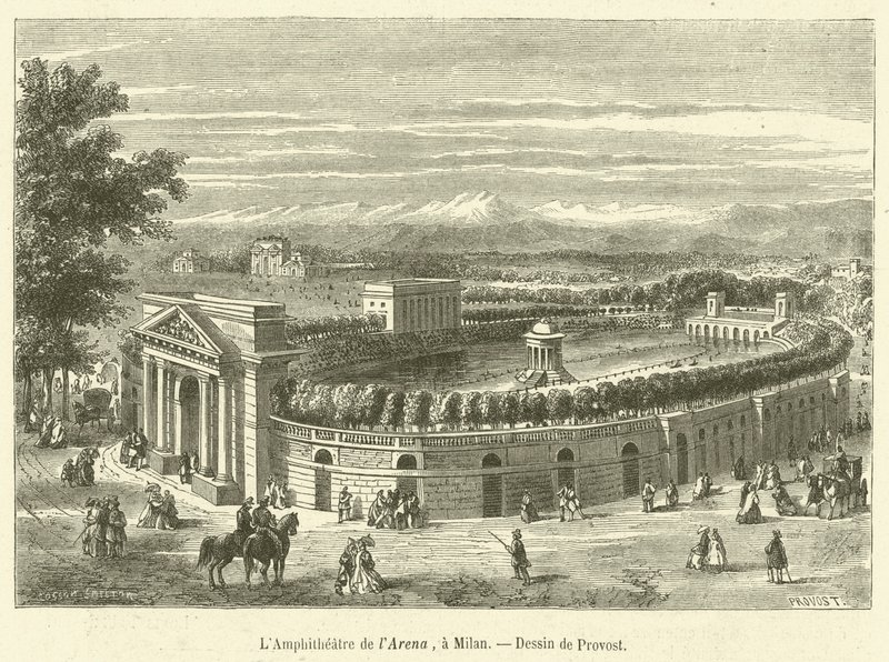 The Amphitheatre of the Arena, in Milan (engraving) by French School