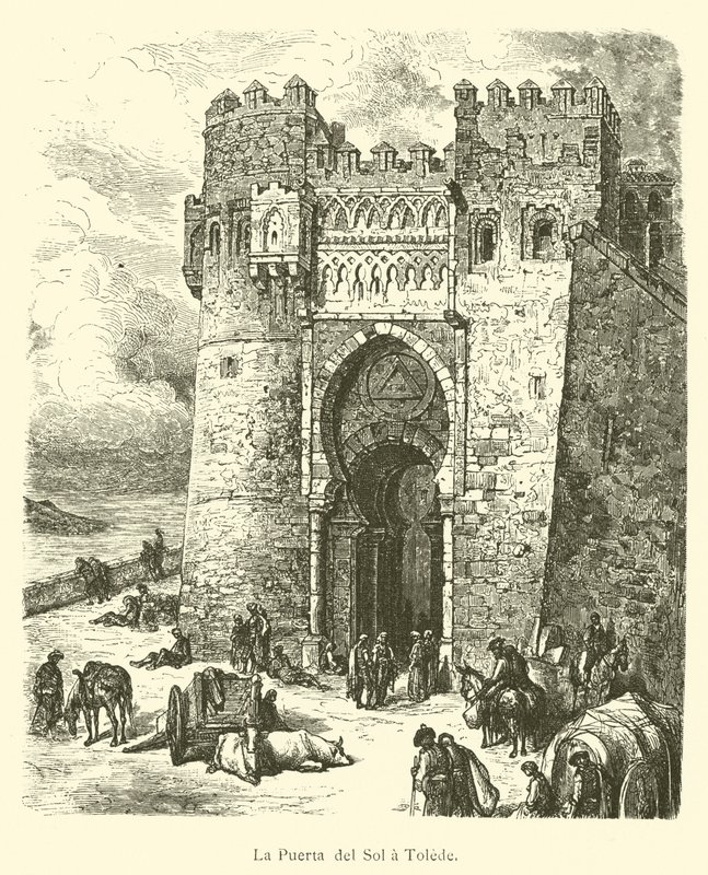 The Puerta del Sol in Toledo (engraving) by French School
