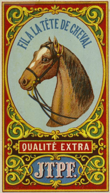 Label for horse head thread by French School