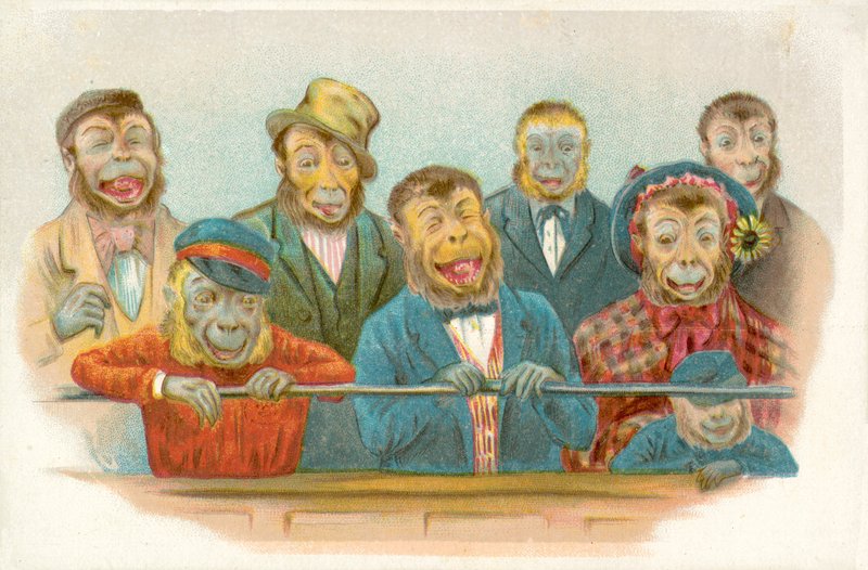 Laughing Monkeys by French School