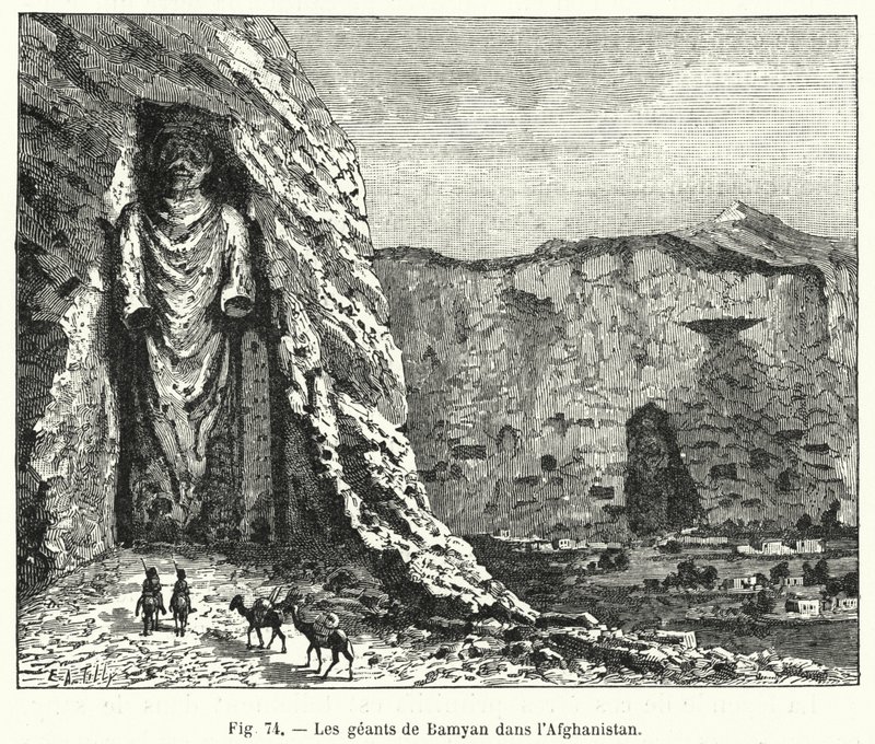 The Giants of Bamyan in Afghanistan (engraving) by French School
