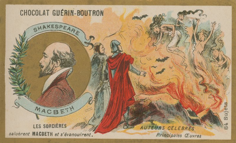 Macbeth, Chocolat Guerin-Boutron Trade Card by French School