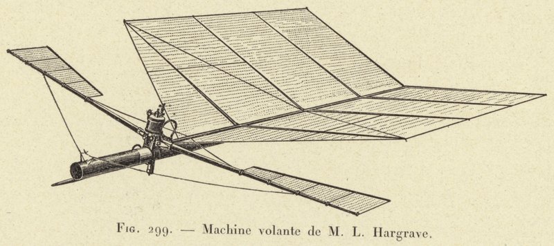 Flying Machine by M L Hargrave (engraving) by French School