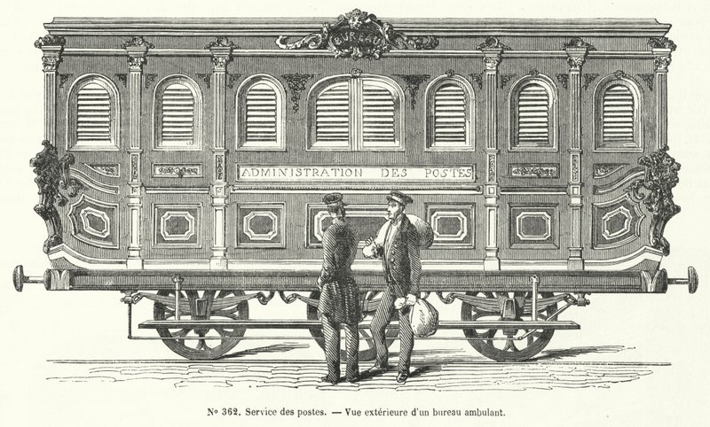 Mail Carriage on the French Railways (engraving) by French School