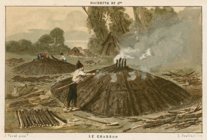 Making Charcoal by French School