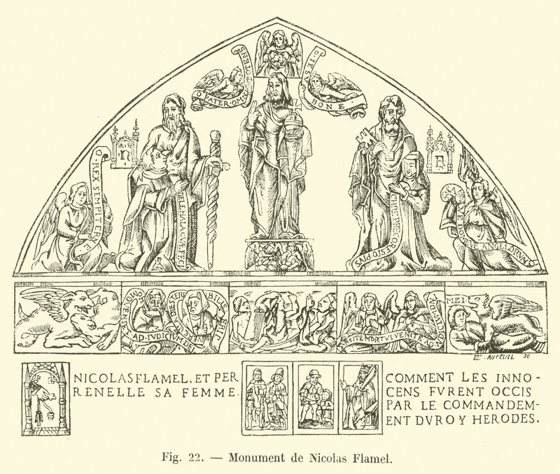 Monument of Nicolas Flamel by French School