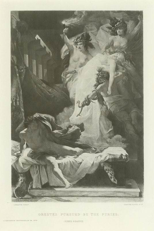 Orestes pursued by the furies (engraving) by French School