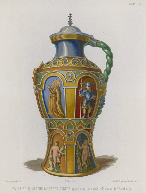 Painted Earthenware Jug by French School