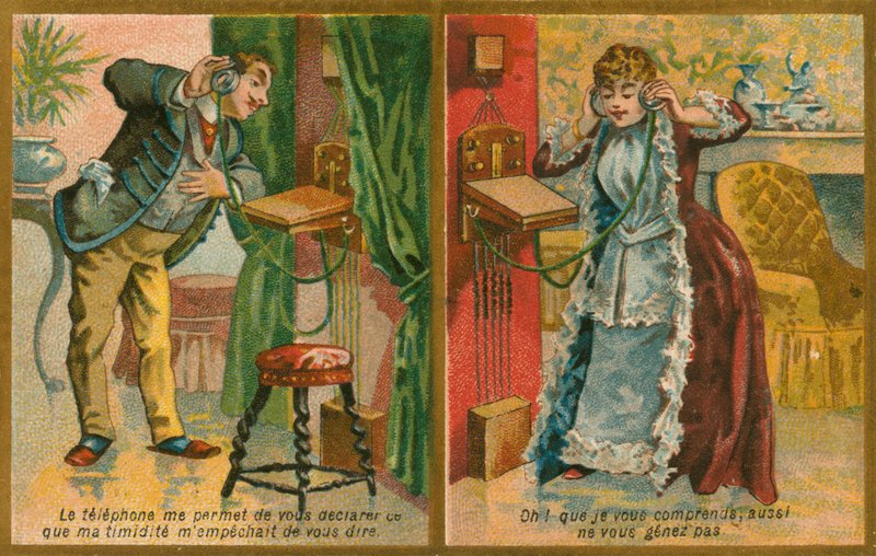 Postcard Featuring Telephone by French School