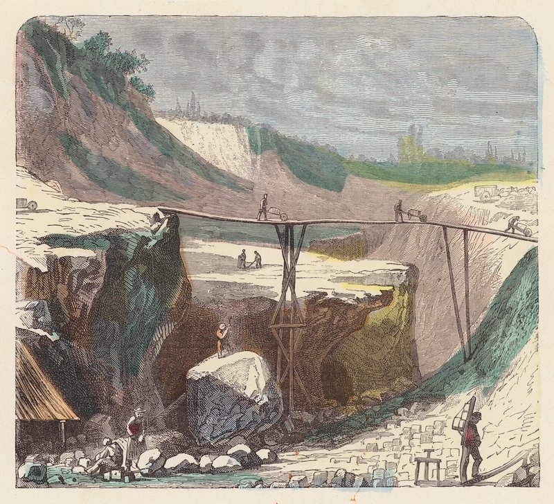 Quarrying for stone by French School