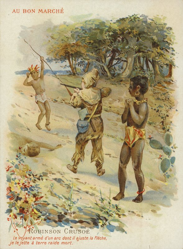 Robinson Crusoe with Friday by French School