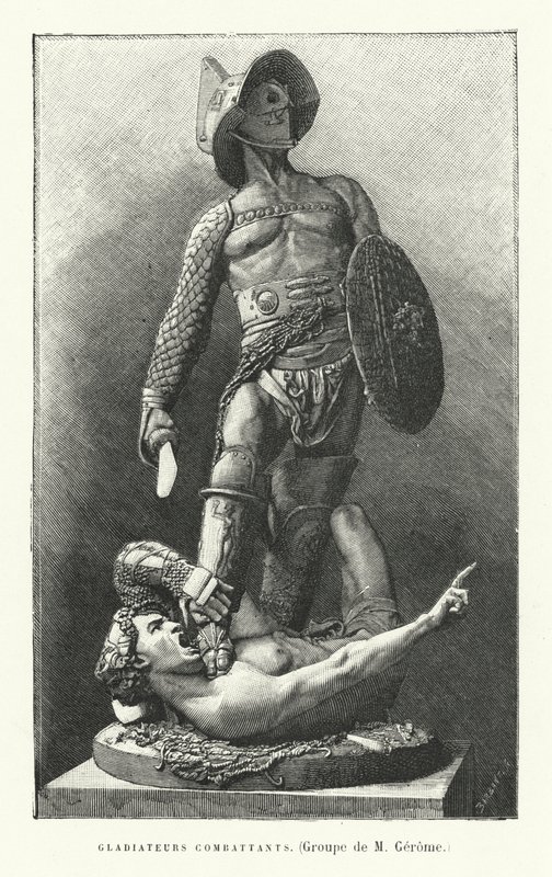 Roman Gladiators Fighting by French School