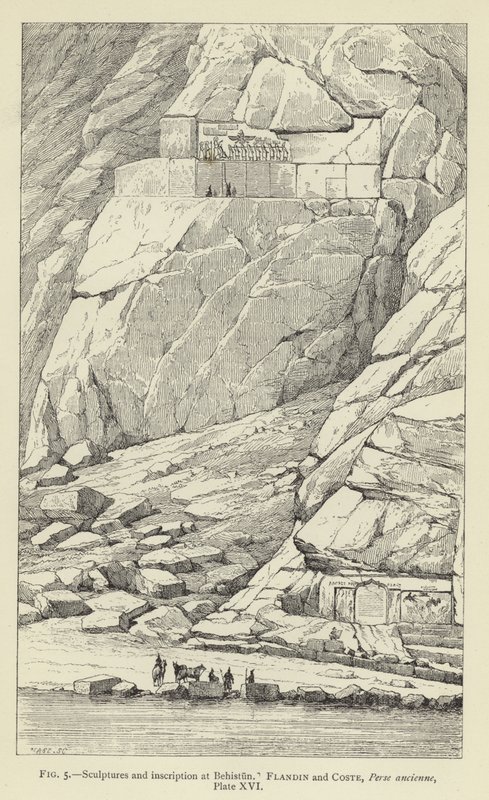 Sculptures and Inscription at Behistun by French School