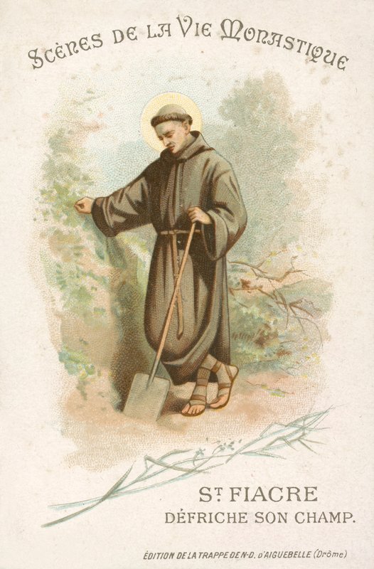 St Fiacre clearing his field by French School