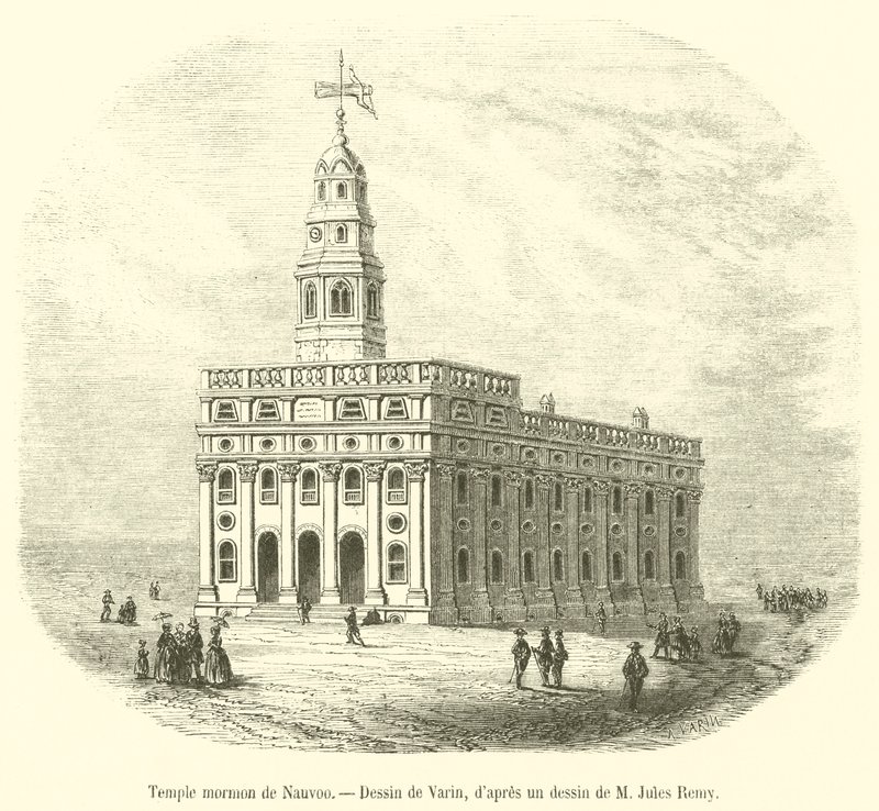 Mormon Temple of Nauvoo (engraving) by French School