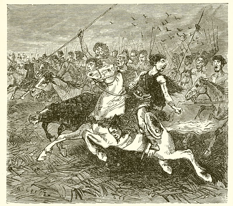 The Huns Charging by French School