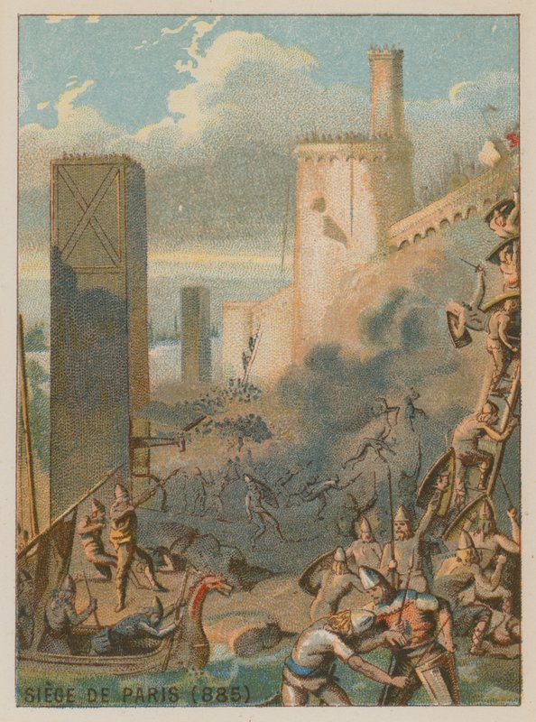 The Siege of Paris in 885 by French School
