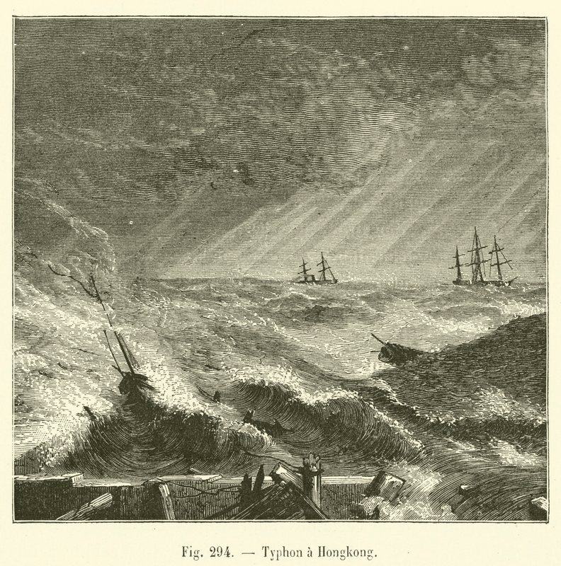 Typhoon in Hong Kong by French School