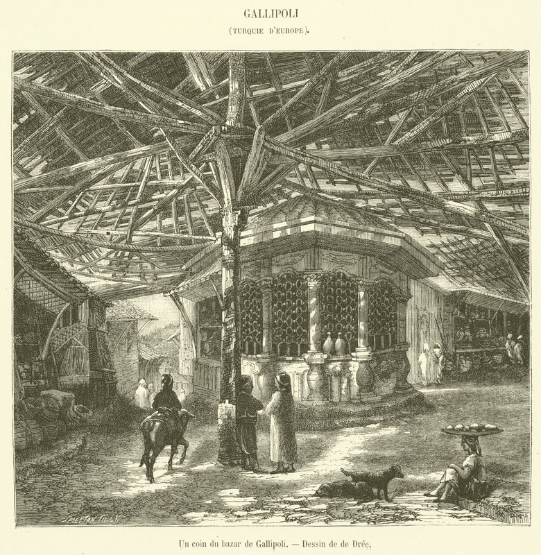 A Corner of the Gallipoli Bazaar by French School
