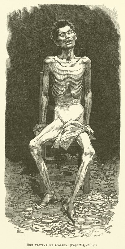 A Victim of Opium (engraving) by French School