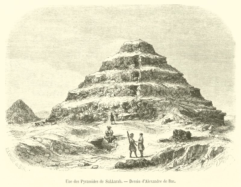 One of the Pyramids of Saqqara (engraving) by French School