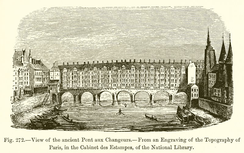 View of the Ancient Pont aux Changeurs by French School