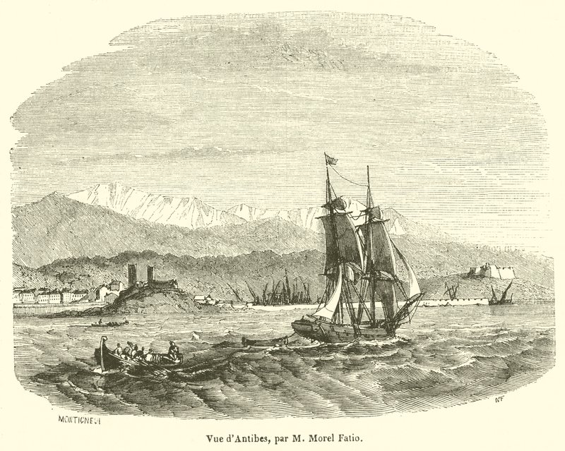 View of Antibes (engraving) by French School