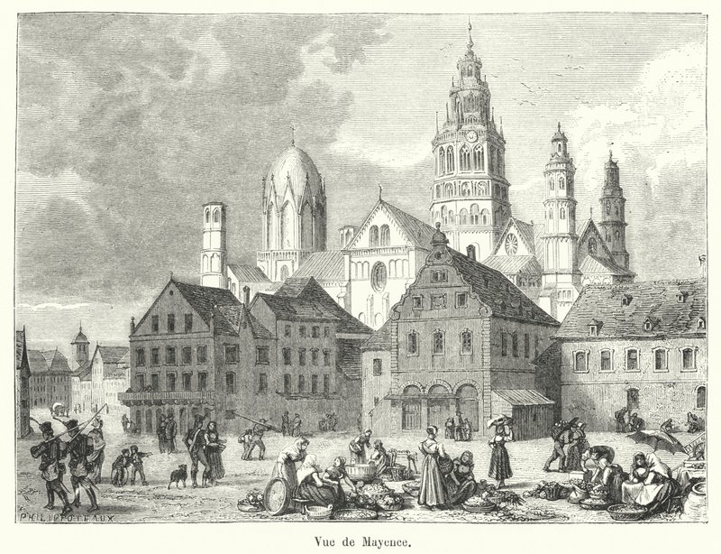 View of Mainz (engraving) by French School