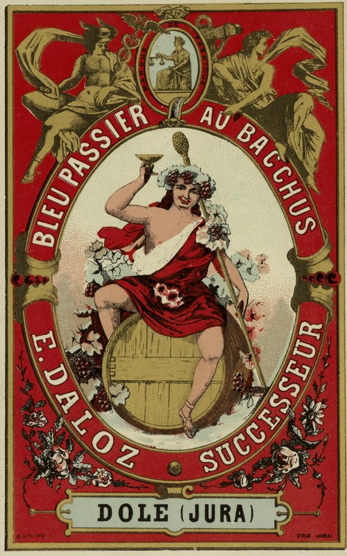 Wine Label Depicting Bacchus by French School