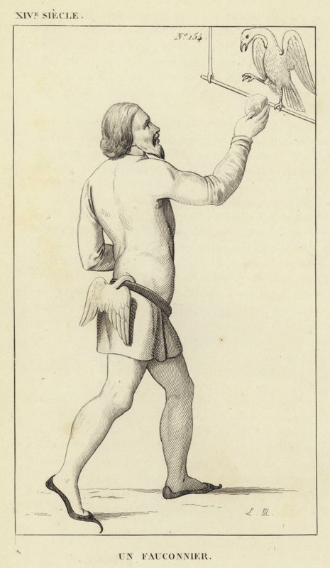 14th Century, A Falconer (engraving) by French School