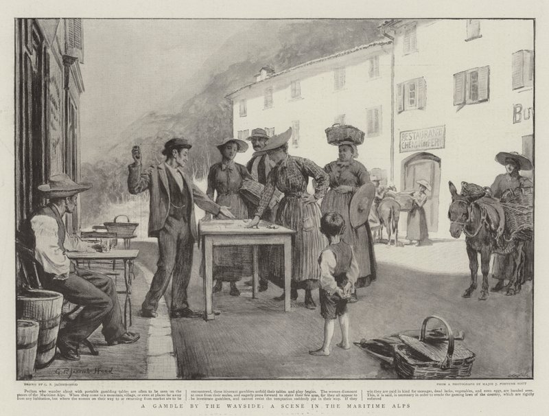 A Gamble by the Wayside, a Scene in the Maritime Alps by George Percy Jacomb Hood