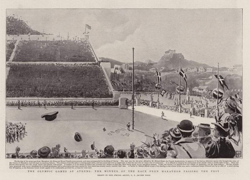 The Olympic Games at Athens, the Winner of the Race from Marathon passing the Post by George Percy Jacomb Hood